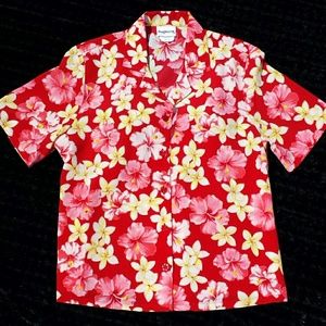 BON WORTH SHORT SLEEVE FLORAL BUTTON DOWN BLOUSE